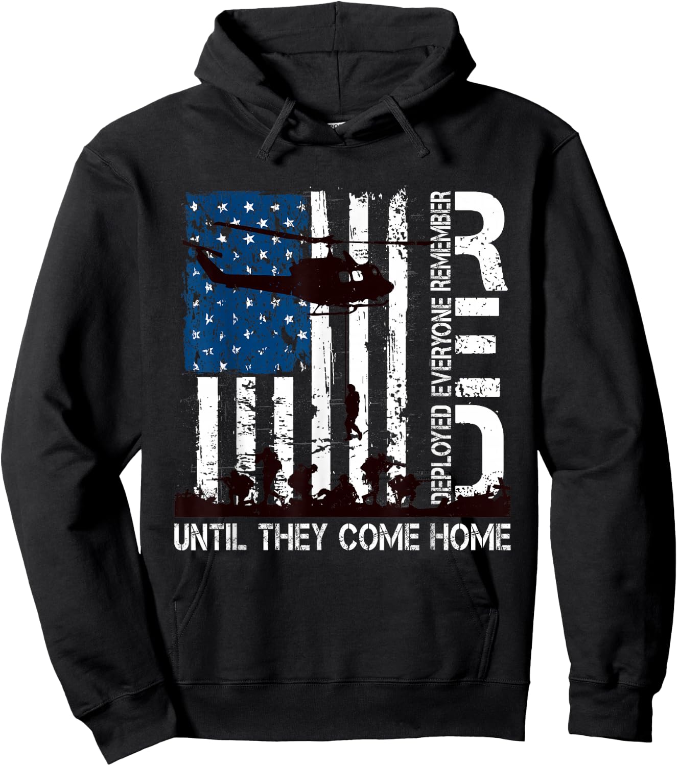 Red Friday Until They Come Home Distressed R.E.D. US Flag Hoodie - Hoodie | Black