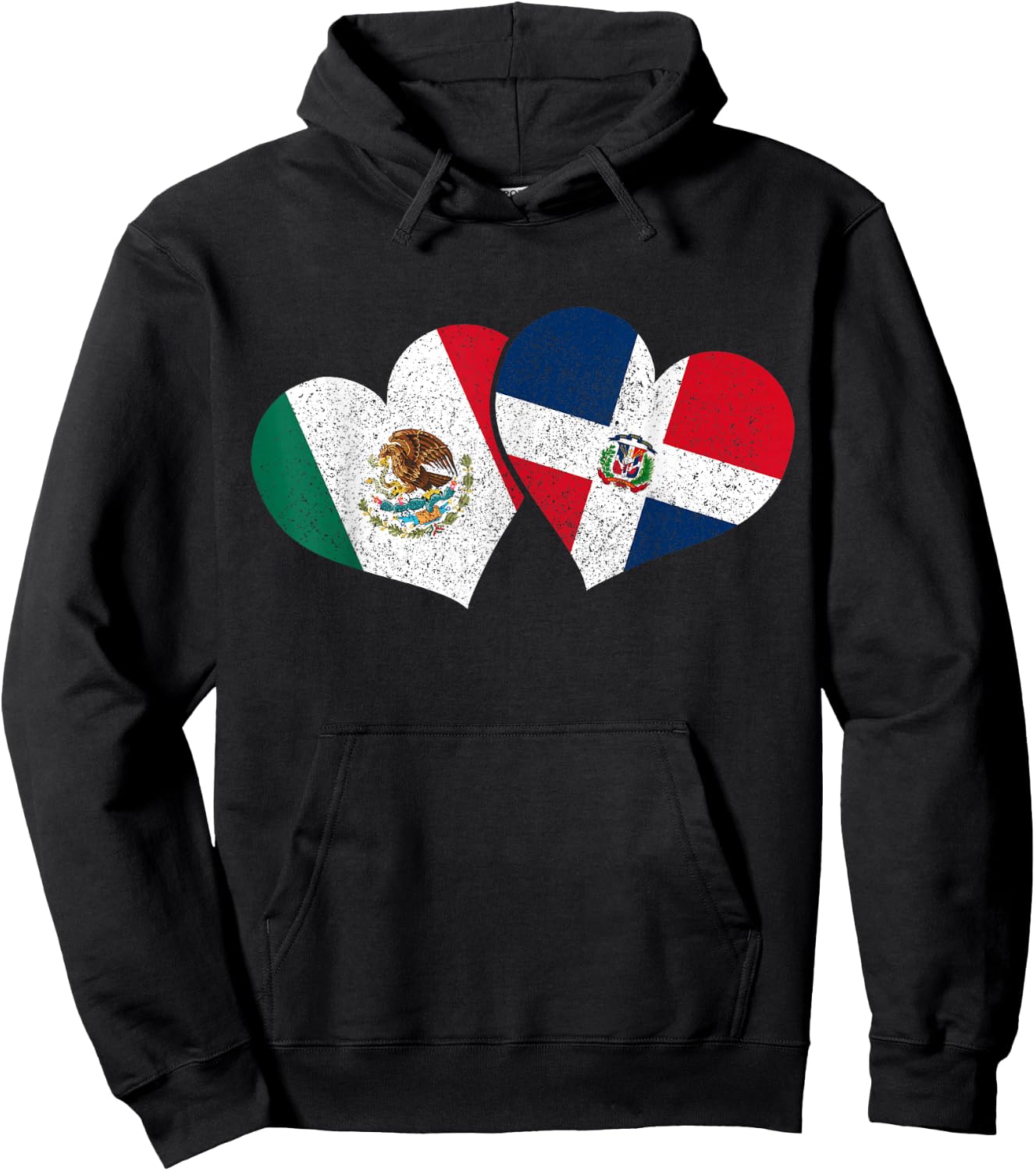 Mexico Dominican Republic Hearts Mexican Flag Pride Heritage Hoodie - Hoodie | Black