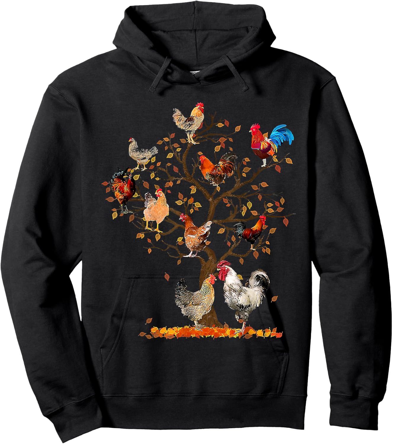 Chicken Tree Autumn Tree Fall Leaves Chicken Love Hoodie - Hoodie | Black