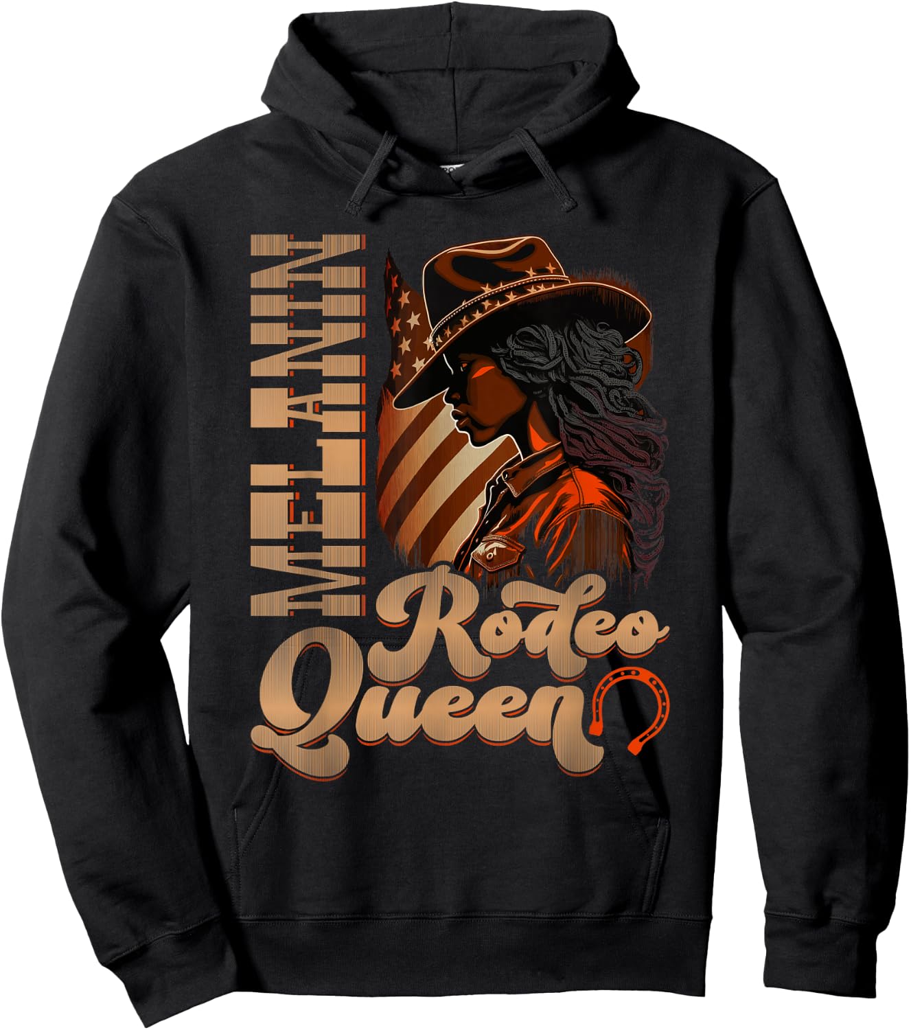 Melanin Rodeo Queen Country African-American Cowgirl Hoodie - Hoodie | Black