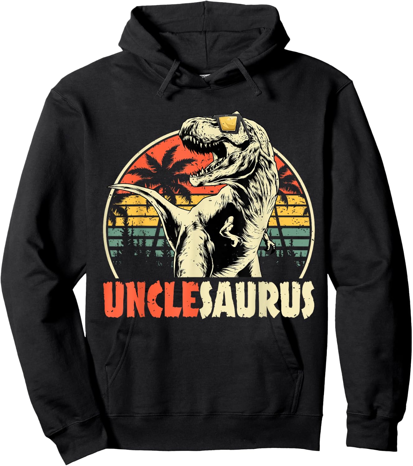 Unclesaurus T Rex Dinosaur Uncle Saurus Family Matching Hoodie - Hoodie | Black