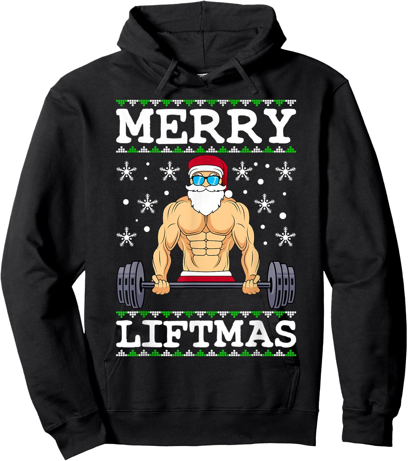 Merry Liftmas Bodybuilder Wiehnachten Ugly Christmas Hoodie - Hoodie | Black