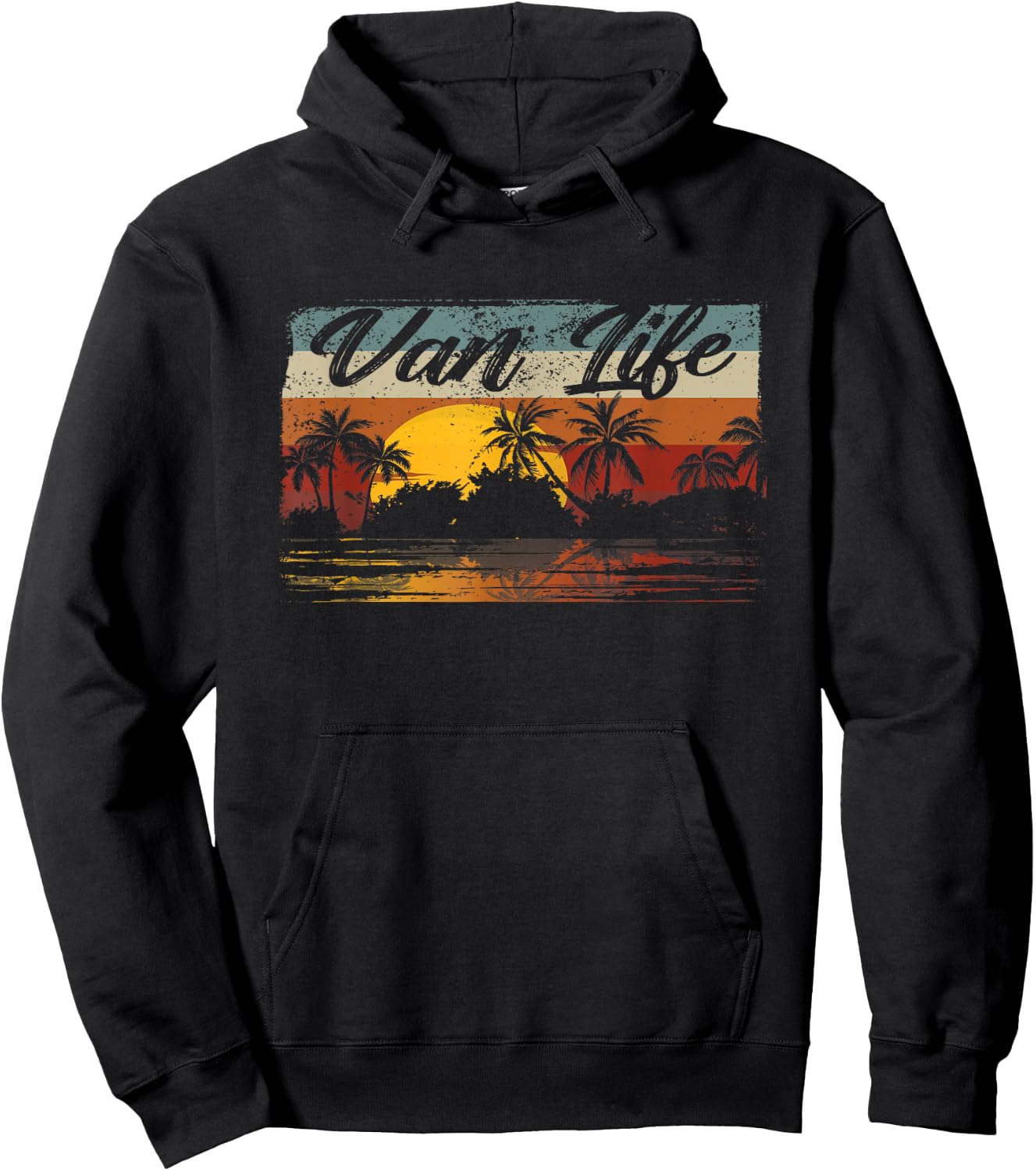 Retro Vintage Van Life is The Real Adventure Hoodie - Hoodie | Black