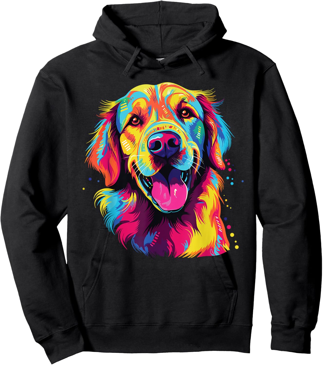 Watercolor Colorful Golden Retriever Dog Men Women Girls Kids Hoodie - Hoodie | Black