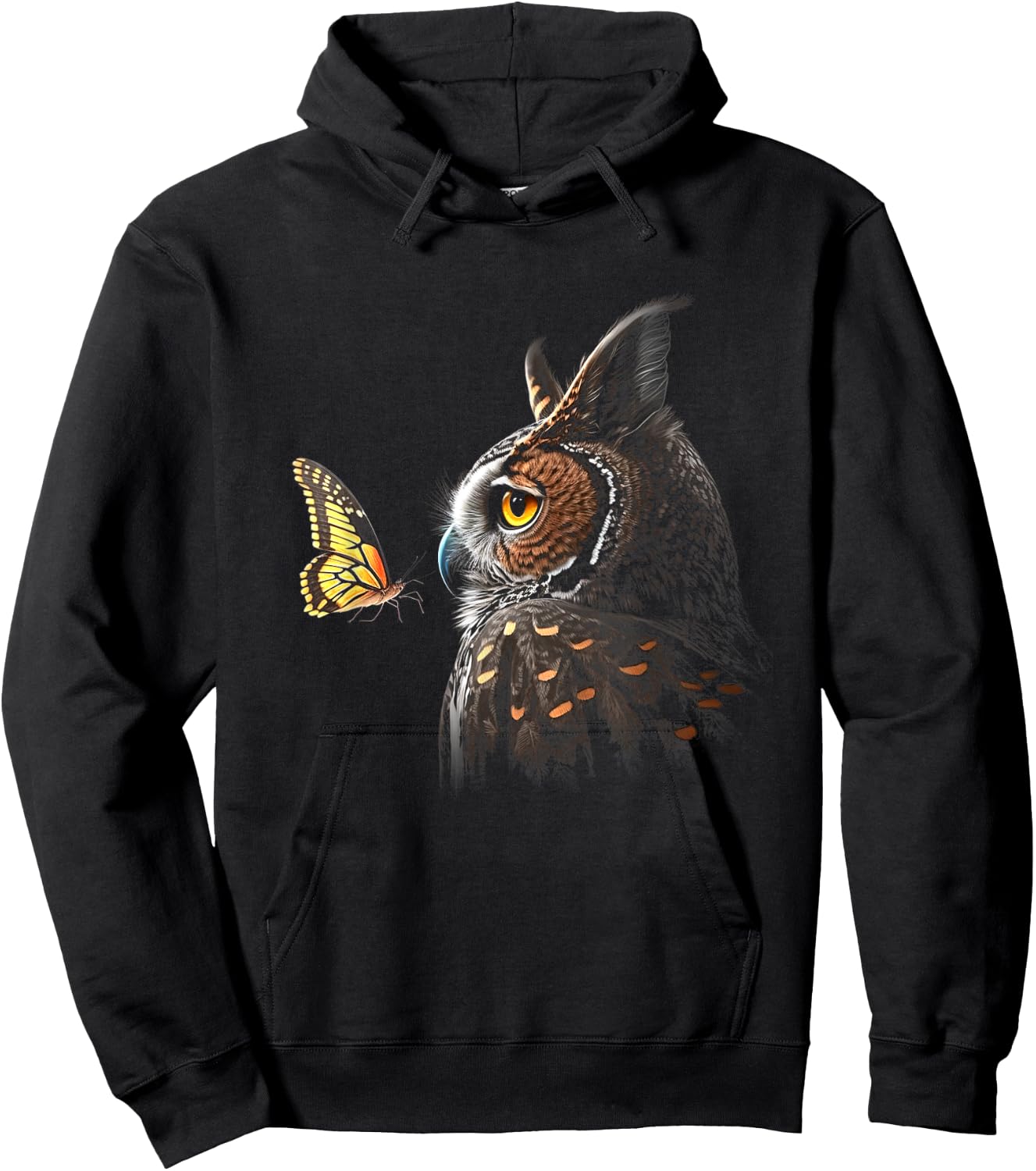 Owl With Butterfly Owl Lover Night Owl Bird Hoodie - Hoodie | Black