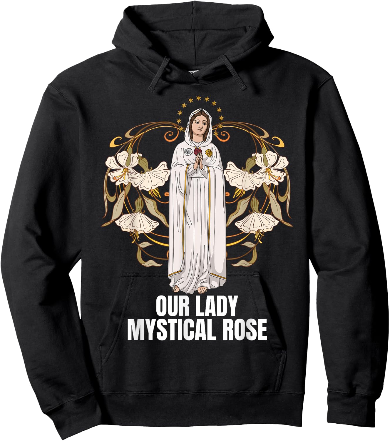 Our Lady Mystical Rose Marian Catholic Hoodie - Hoodie | Black