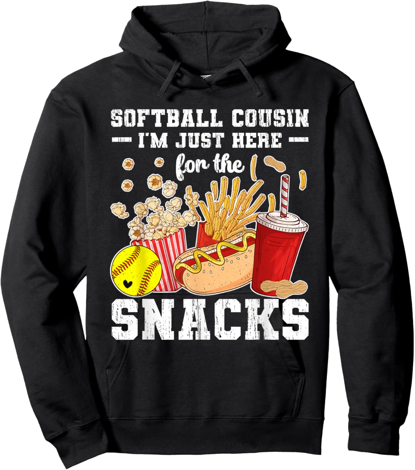 Softball Cousin Funny Cousin Of A Softball Player Cousin Hoodie - Hoodie | Black