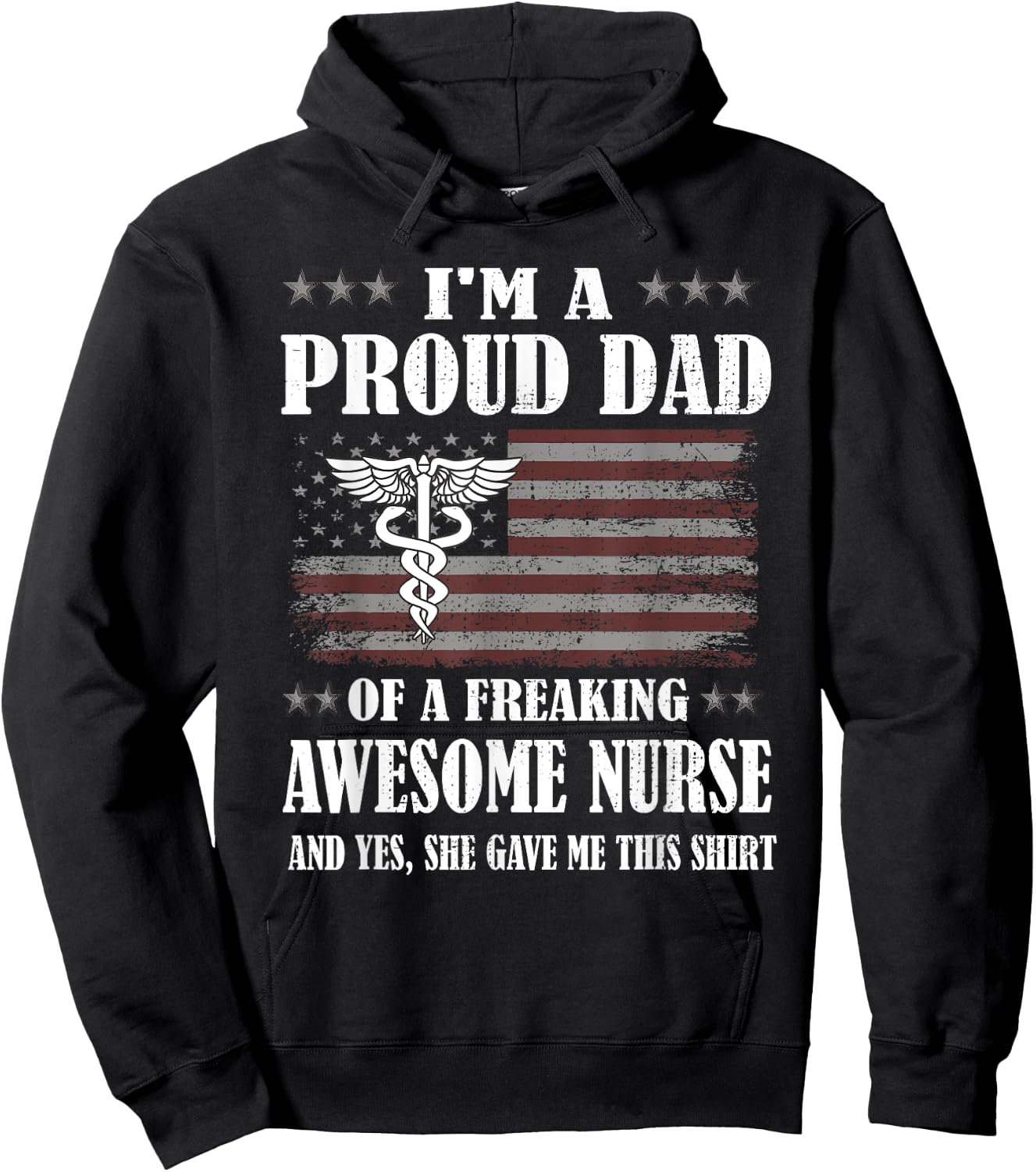 Proud Dad Of A Freaking Awesome Nurse Dad Father Nursing Hoodie - Hoodie | Black