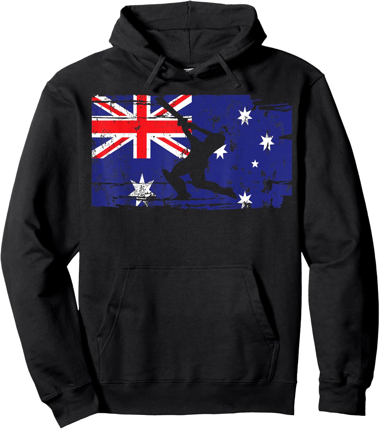Vintage Australian Flag Cricket Player Jersey Sports Hoodie - Hoodie | Black