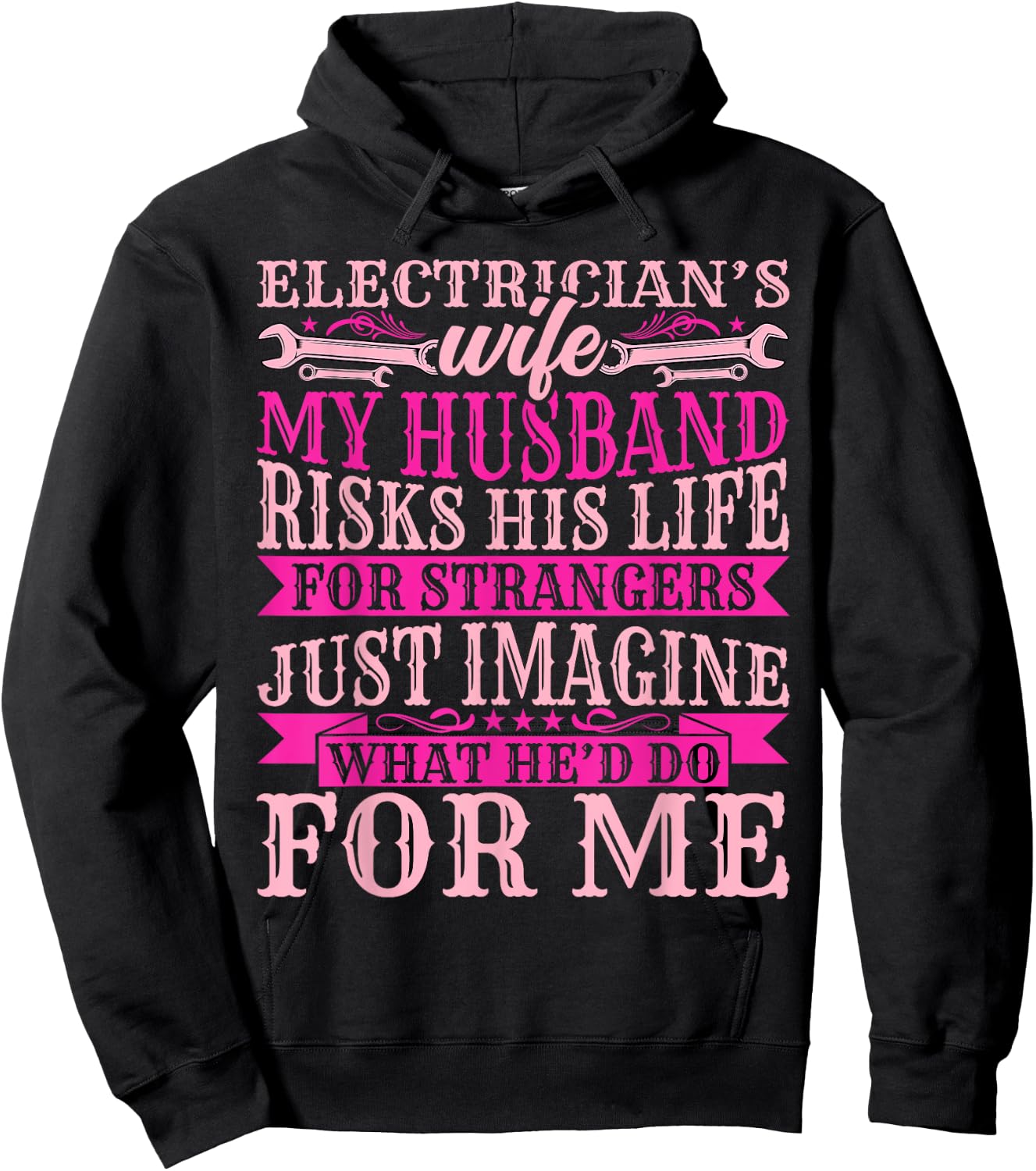 Electrician Wireman's Wife - Funny My Husband Risks His Life Hoodie - Hoodie | Black