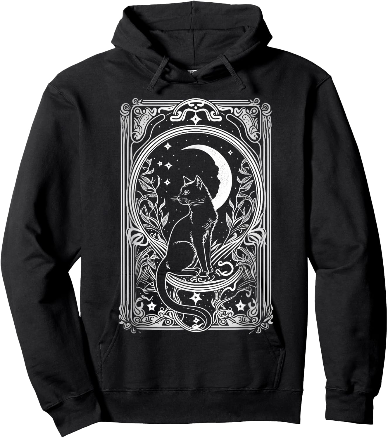 Cute Cat Lover, Moon Tarot Card, Cat Tarot Card Crescet Moon Hoodie - Hoodie | Black