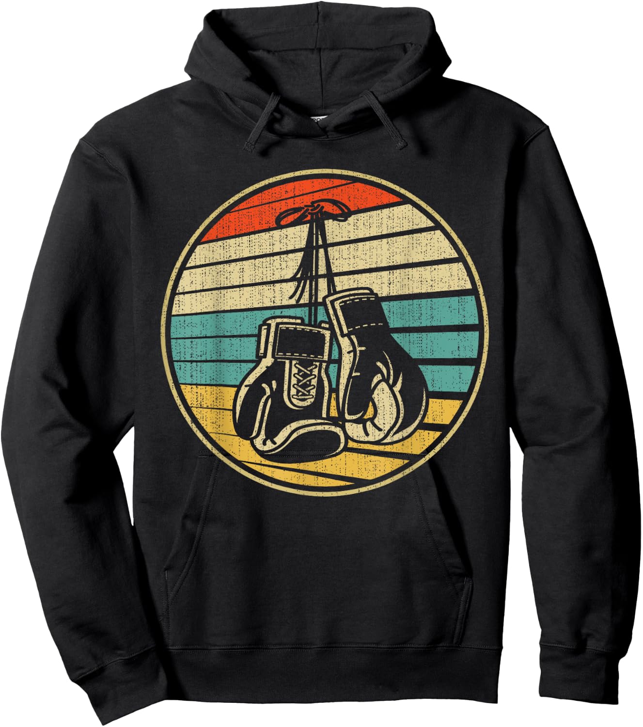 Vintage Retro 60s 70s Style Boxing Gloves Boxer Player Lover Hoodie - Hoodie | Black