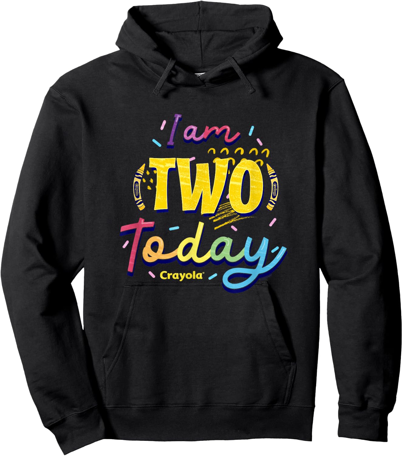 Crayola Birthday I Am Two Today Colorful Celebration Logo Hoodie - Hoodie | Black