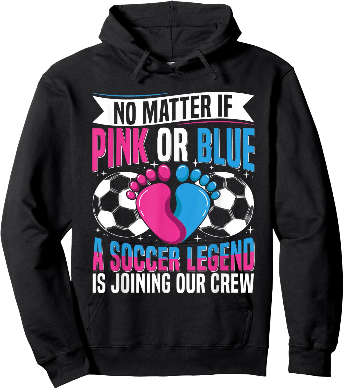 Soccer Themed Gender Reveal Party Design for a Soccer Player Hoodie - Hoodie | Black