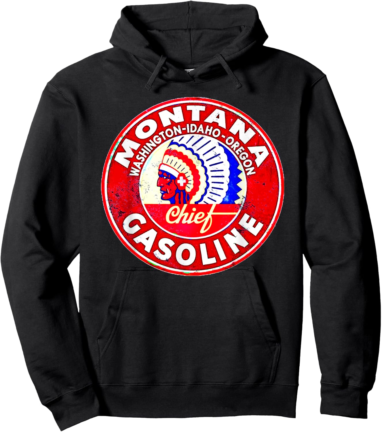 Retro Vintage Gas Station Montana Motor Oil Car Bikes Garage Hoodie - Hoodie | Black