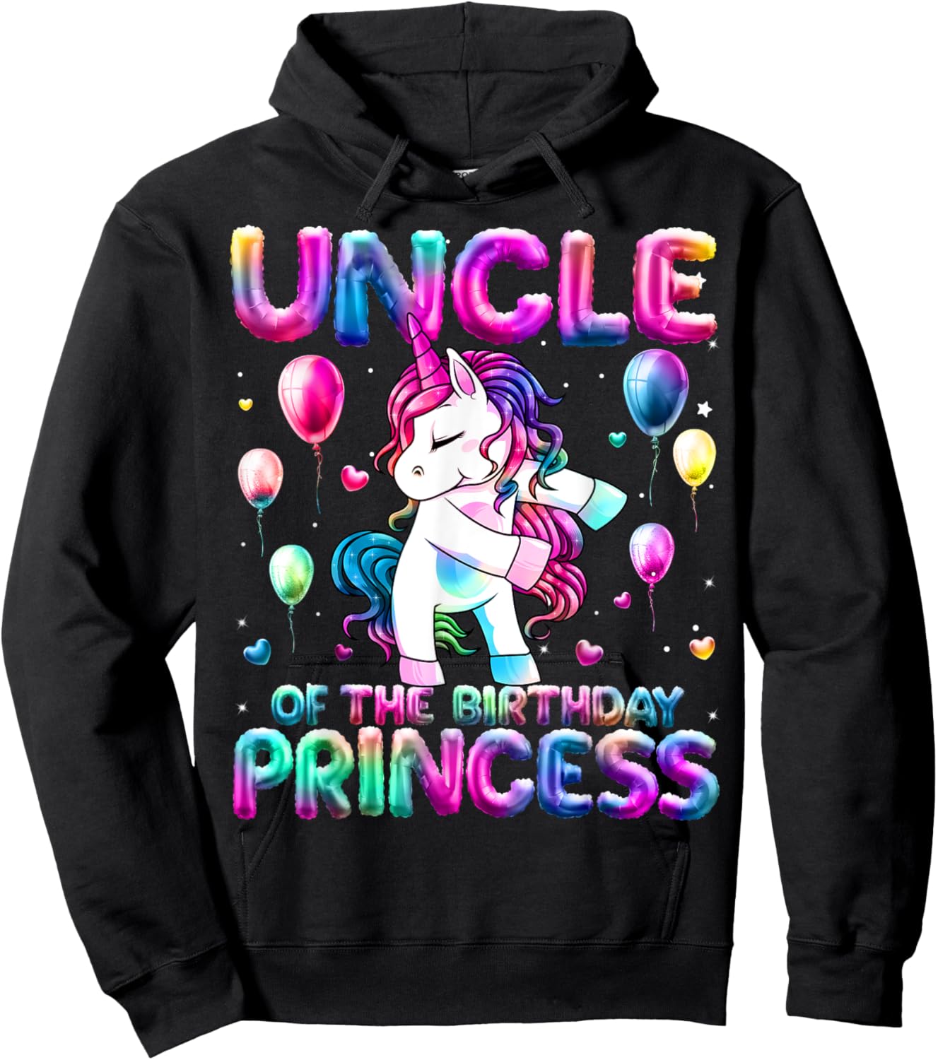 Uncle of the Birthday Princess Girl Flossing Unicorn Uncle Hoodie - Hoodie | Black