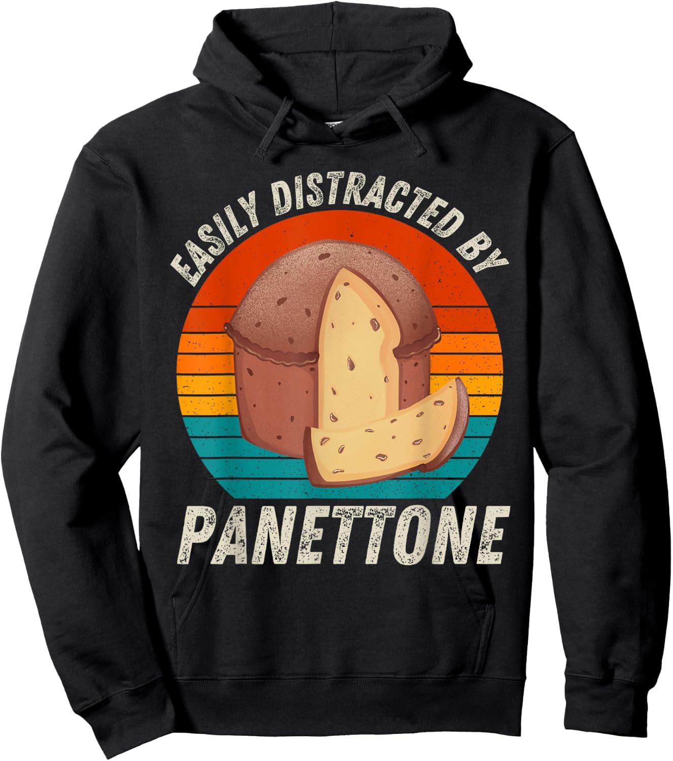 Vintage Easily Distracted By Panettone Retro Food lover Hoodie - Hoodie | Black