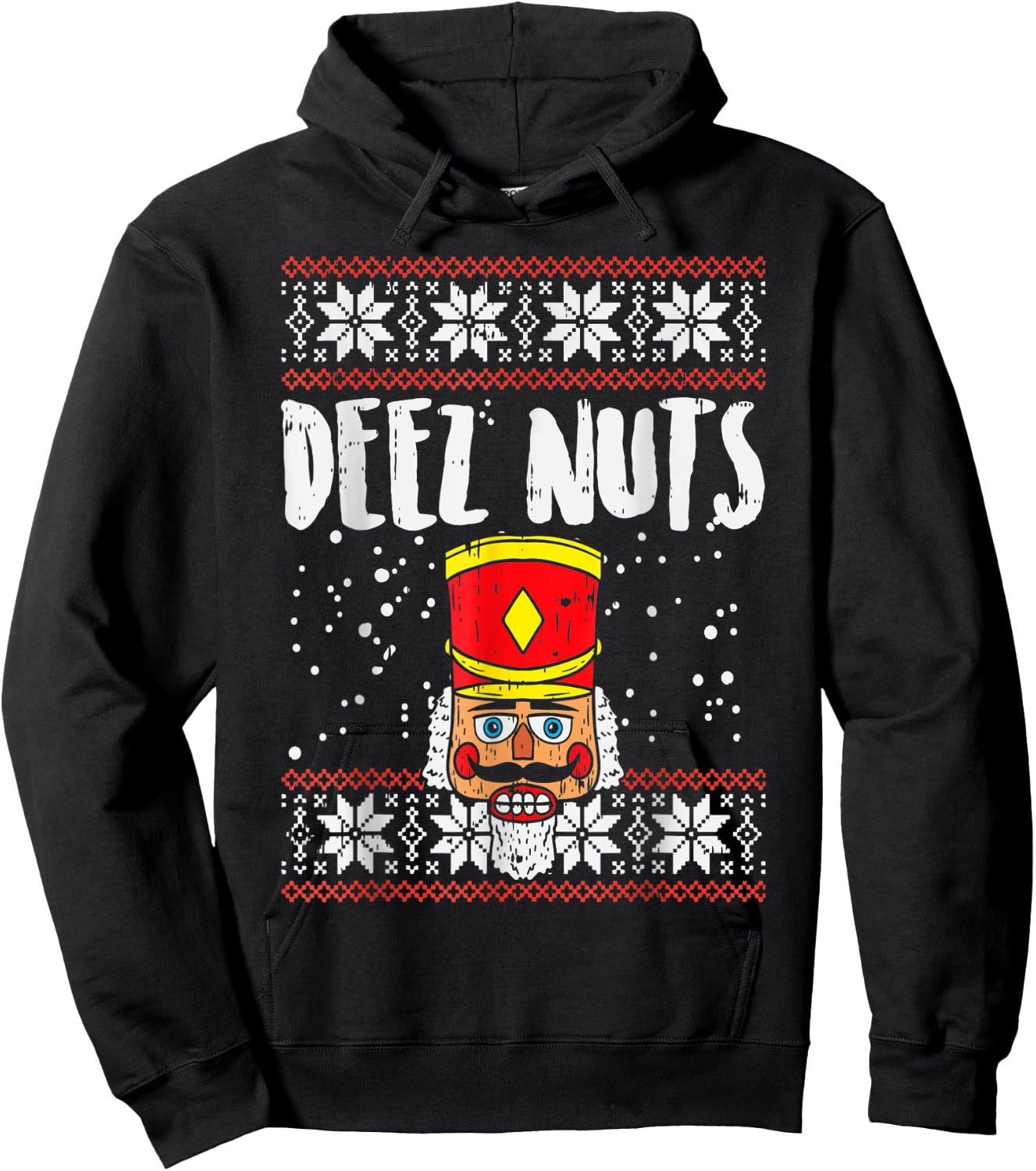 Deez Nuts Nutcracker Funny Ugly Christmas Sweater Meme Gift Hoodie - Hoodie | Black