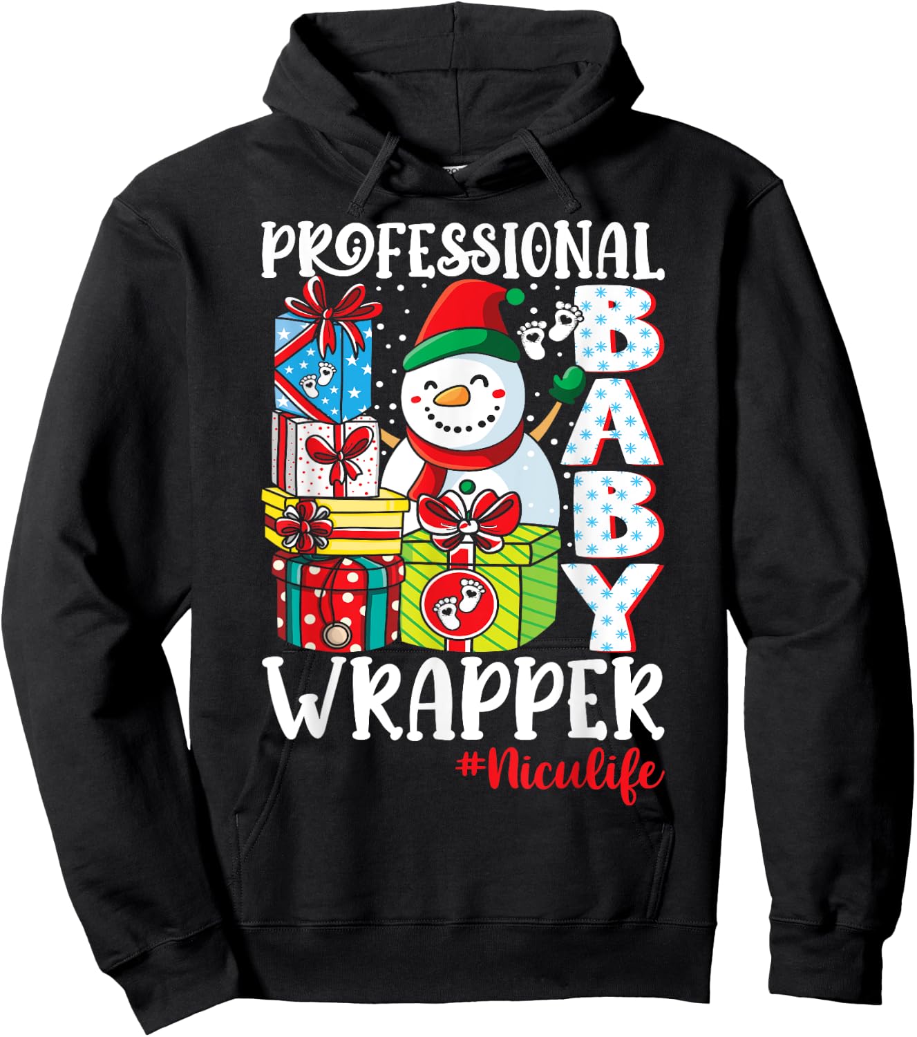 Professional Baby Wrapper Funny Christmas NICU Nurse Hoodie - Hoodie | Black