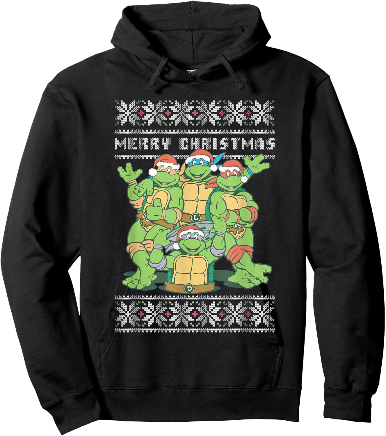 Teenage Mutant Ninja Turtles Christmas Ugly Sweater Group Hoodie - Hoodie | Black