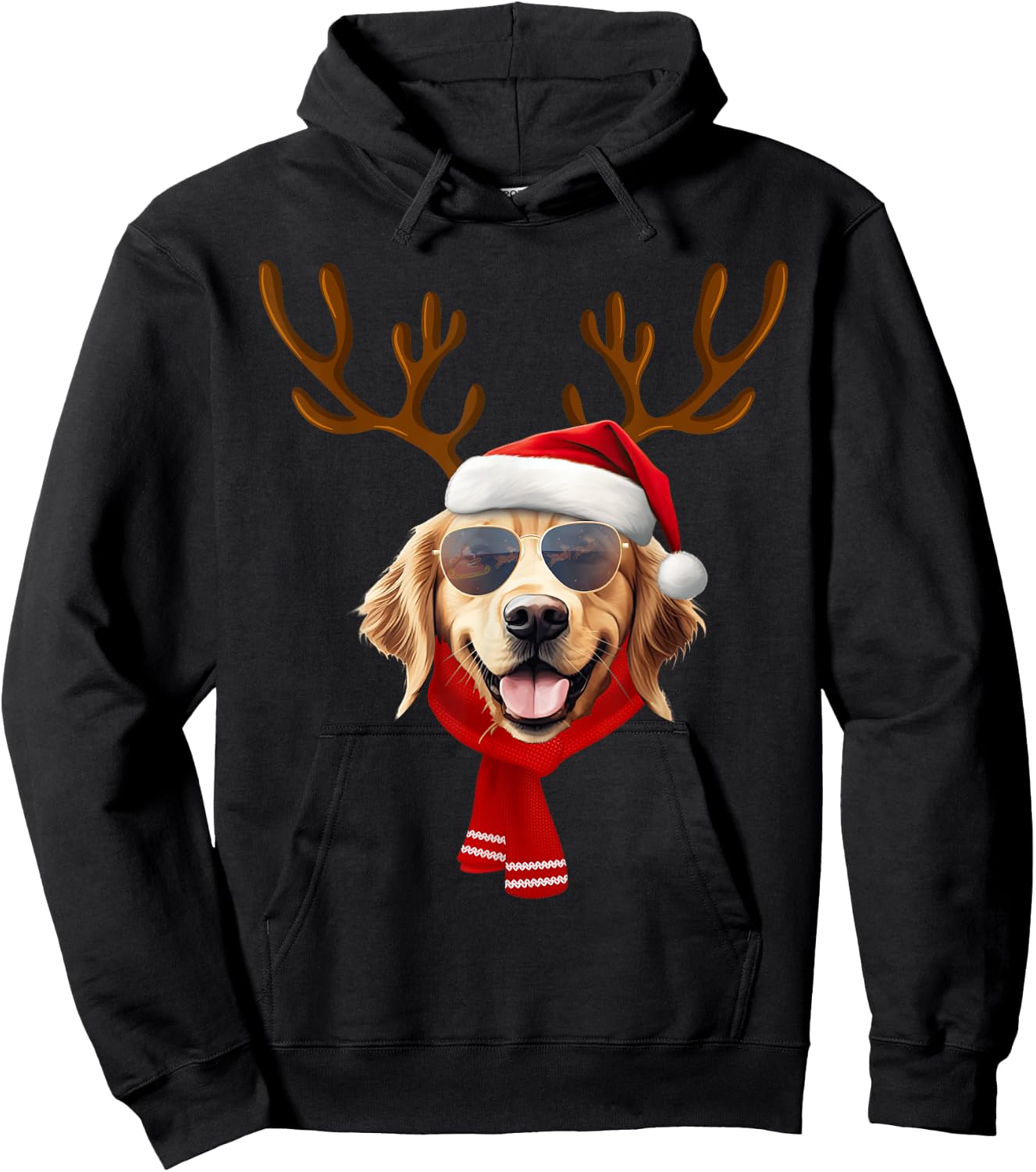Golden Retriever Xmas Outfit Reindeer Christmas Costume Hoodie - Hoodie | Black