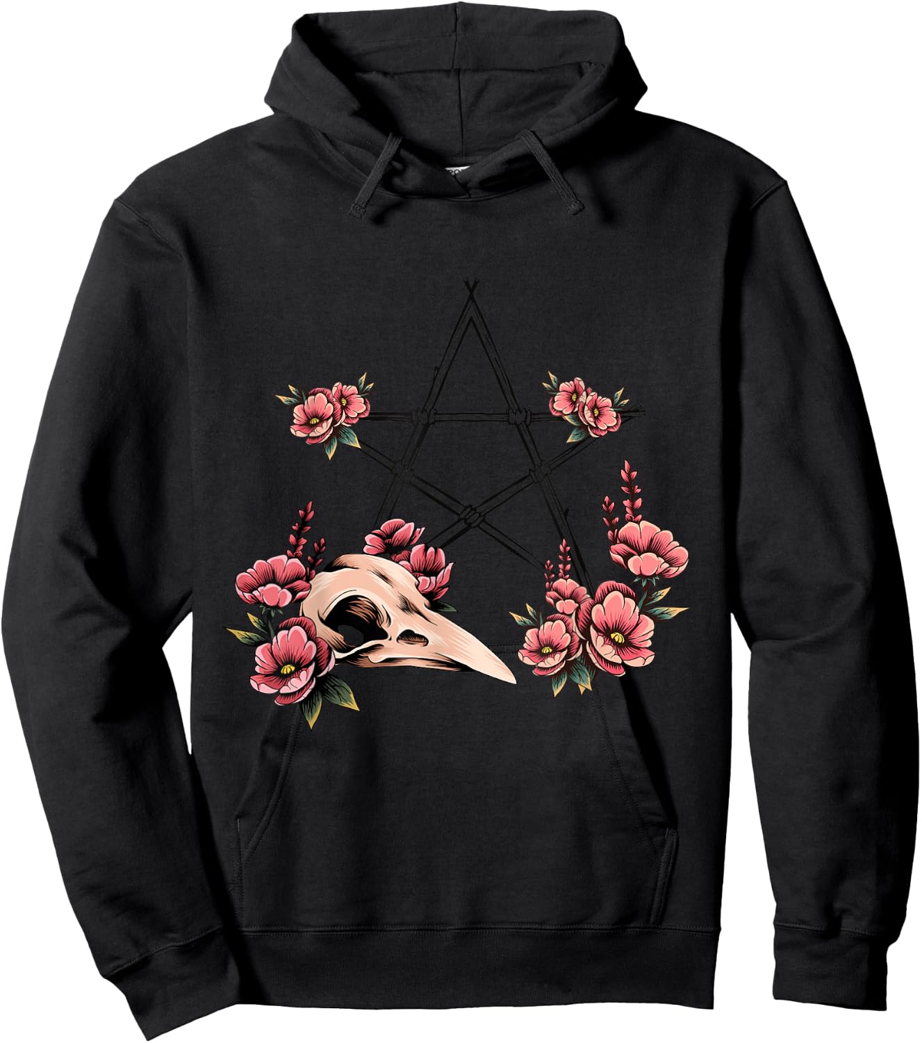 Pagan Witchcraft Pentagram Bird Skull Pagan Altar Hoodie - Hoodie | Black