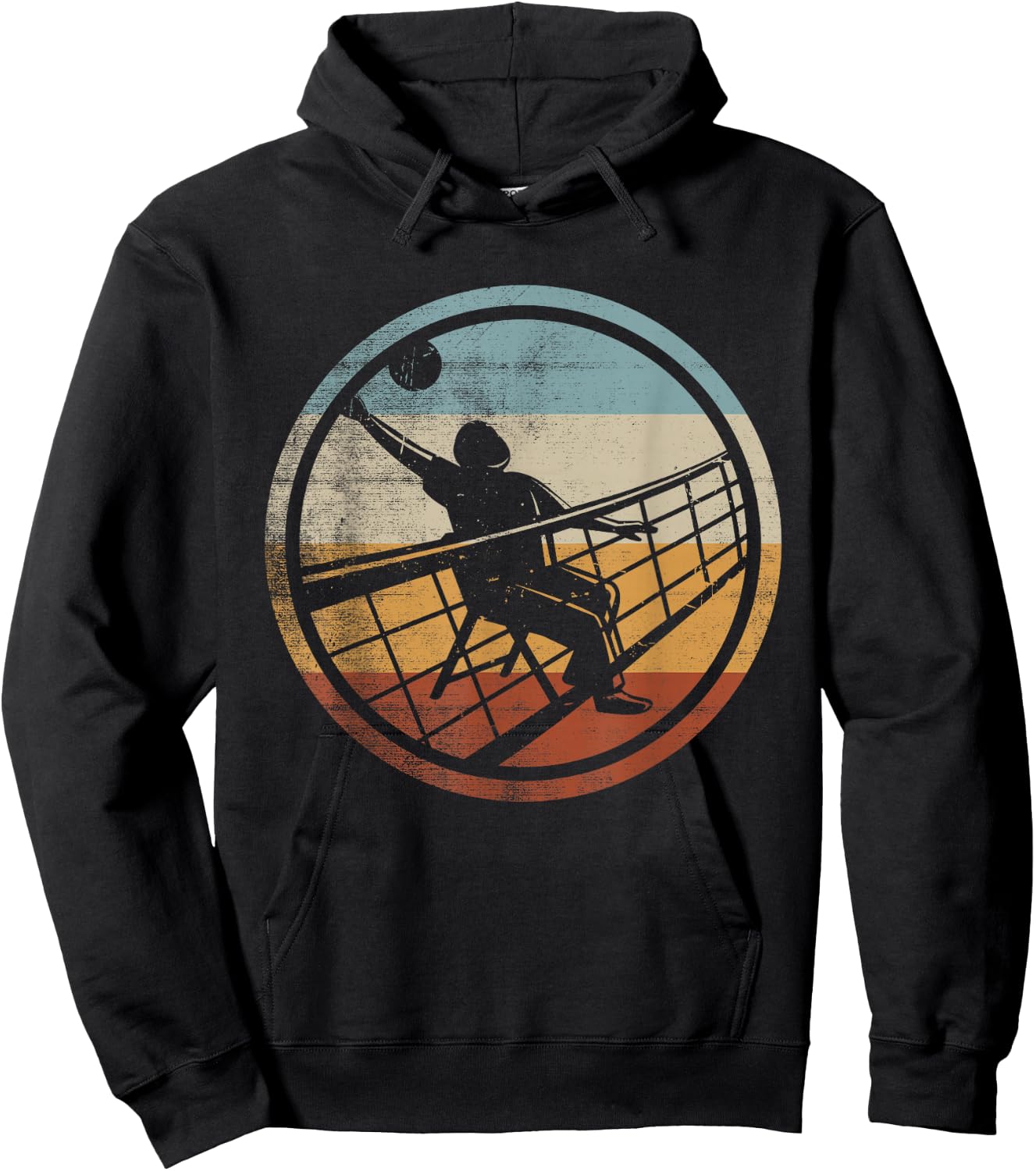 Retro Vintage Volleyballer Design Chair Volleyball Hoodie - Hoodie | Black