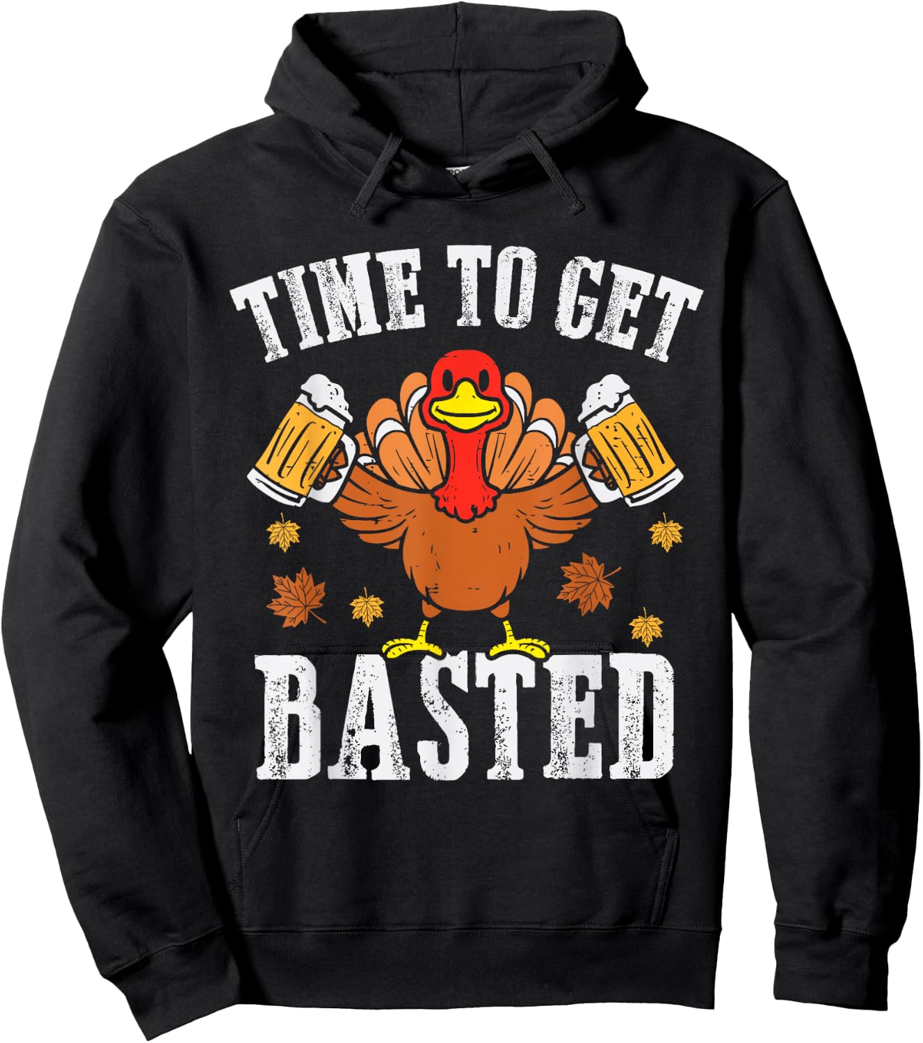 Turkey Time To Get Basted Retro Happy Thanksgiving Men Women Hoodie - Hoodie | Black
