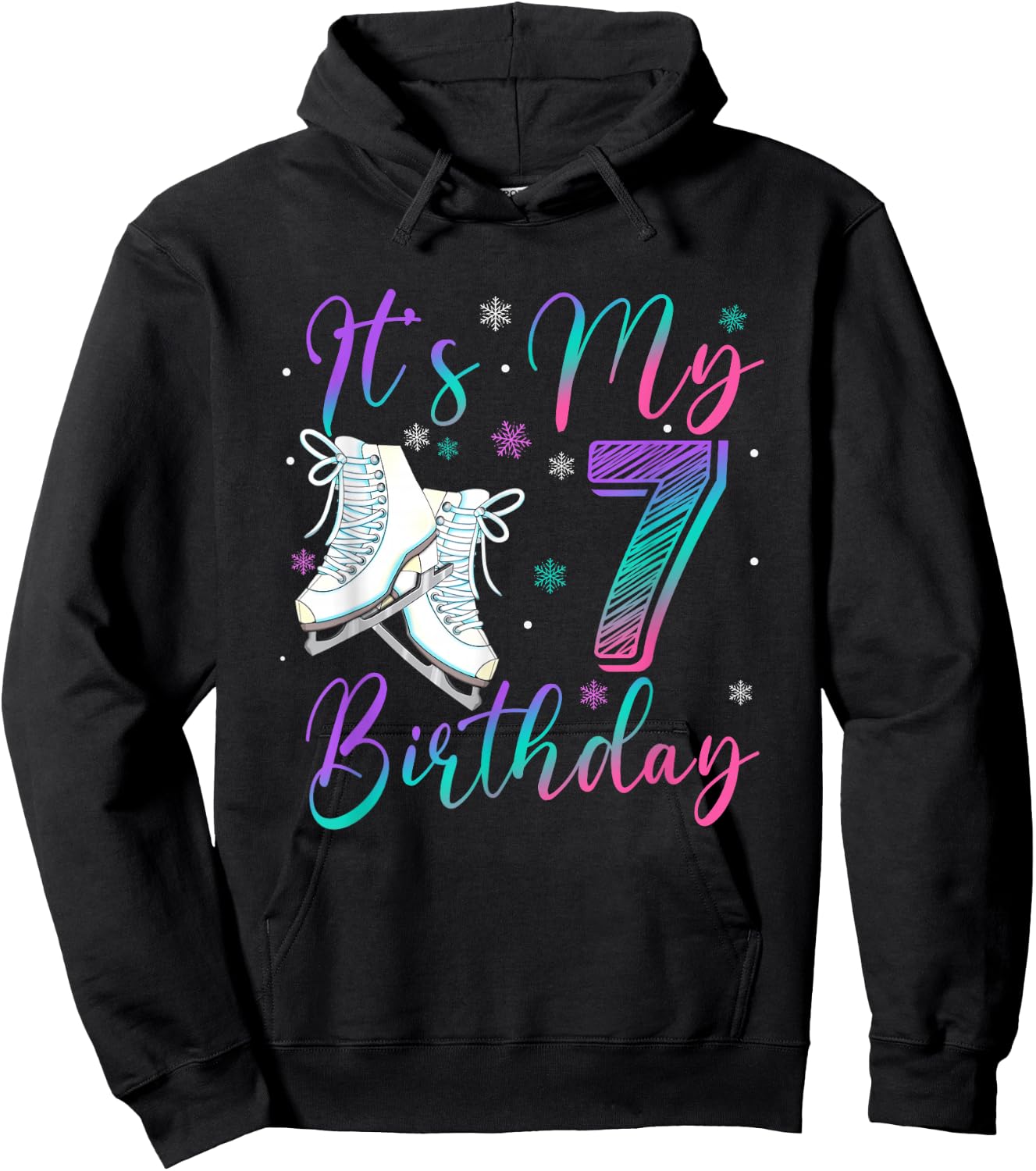 Ice Skating Birthday Girl 7 Year Old It's My 7th Birthday Hoodie - Hoodie | Black