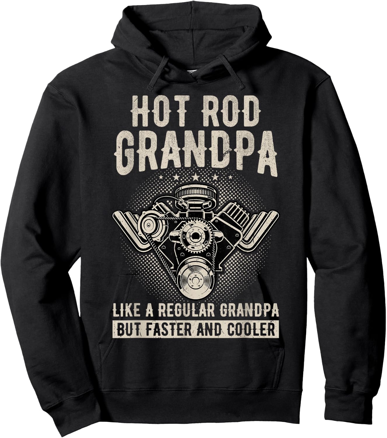 Faster And Cooler Hot Rod Grandpa Hoodie - Hoodie | Black