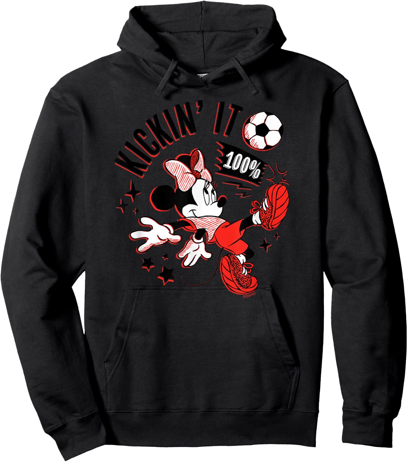 Disney Minnie Mouse Sports Soccer Kickin' It 100% Football Hoodie - Hoodie | Black