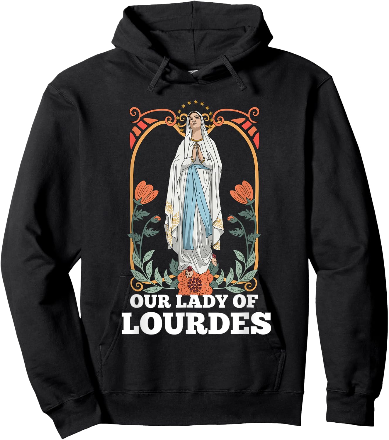 Our Lady of Lourdes Marian Pilgrimage Catholic Hoodie - Hoodie | Black