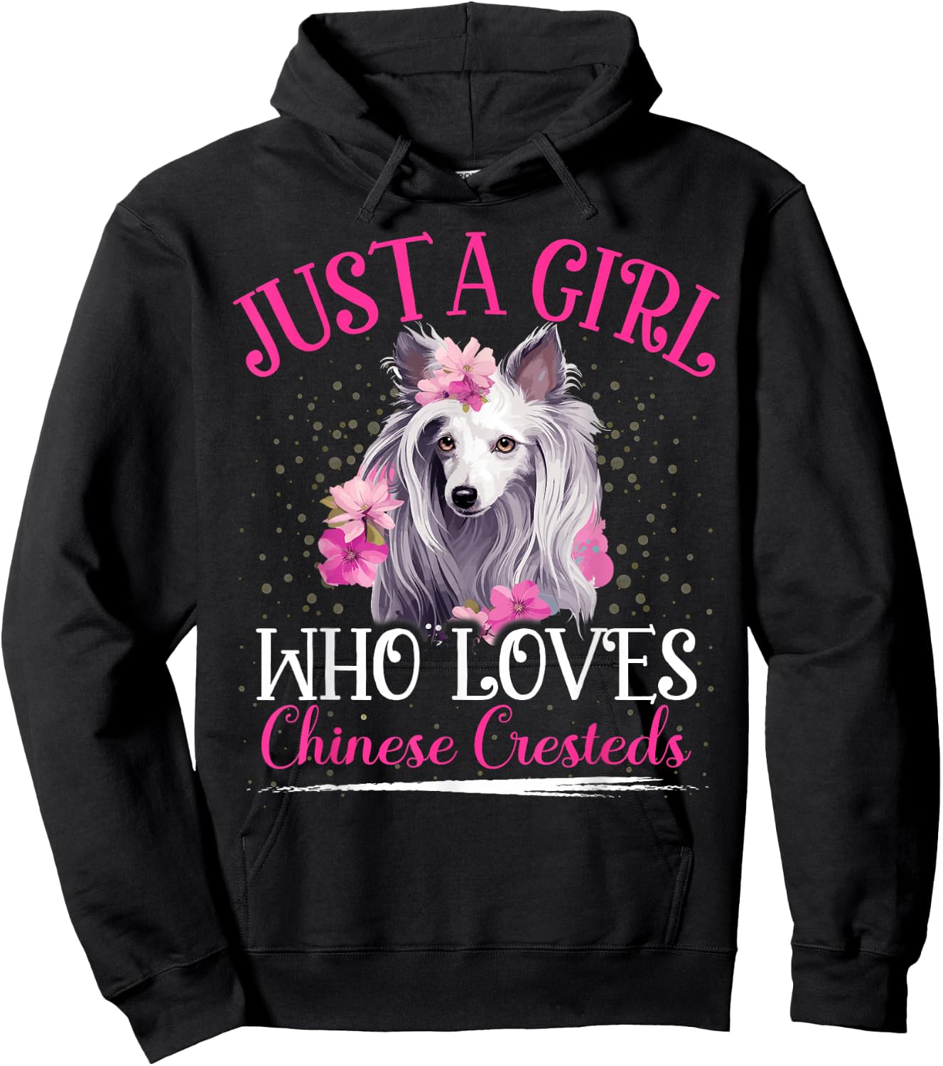 Just A Girl Who Loves Chinese Crested Dog Girls Hoodie - Hoodie | Black