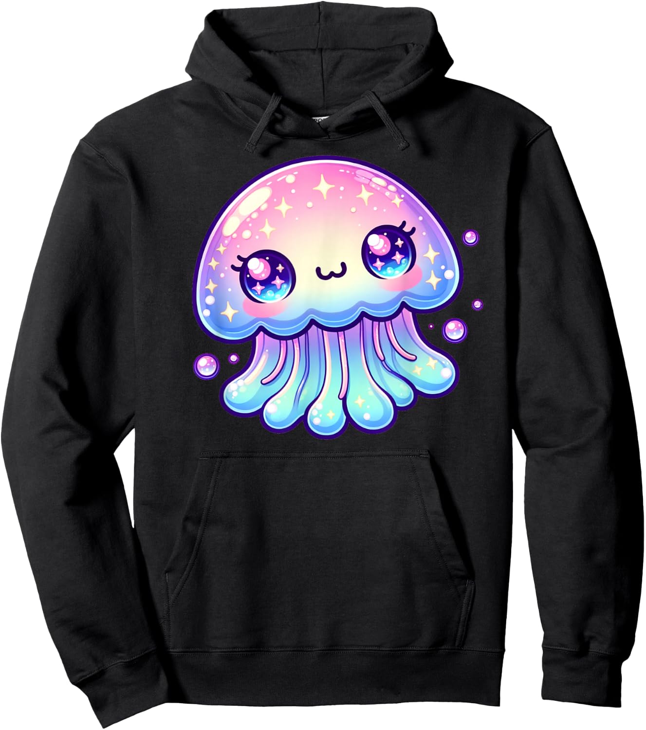Cute Kawaii Jellyfish Anime Fun Blue Pink Sea Critter Hoodie - Hoodie | Black