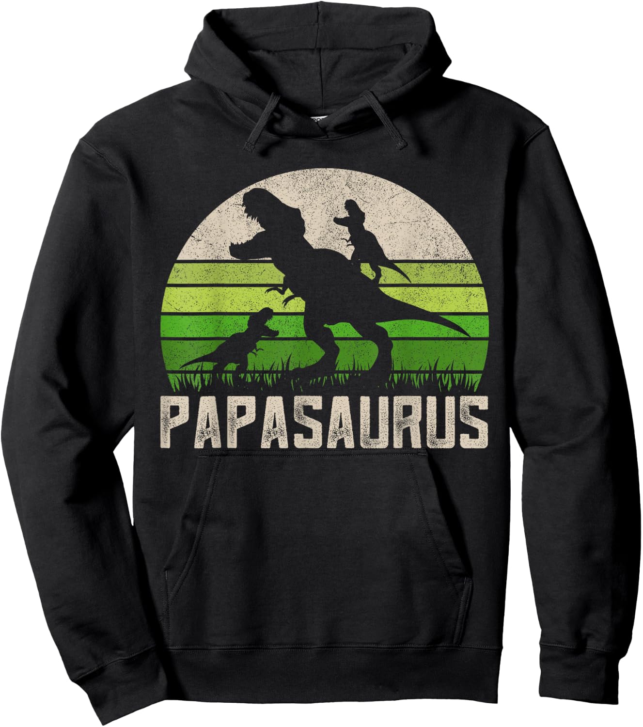 Funny Grandpa Shirts, Papasaurus Dinosaur 2 Kids Fathers Day Hoodie - Hoodie | Black