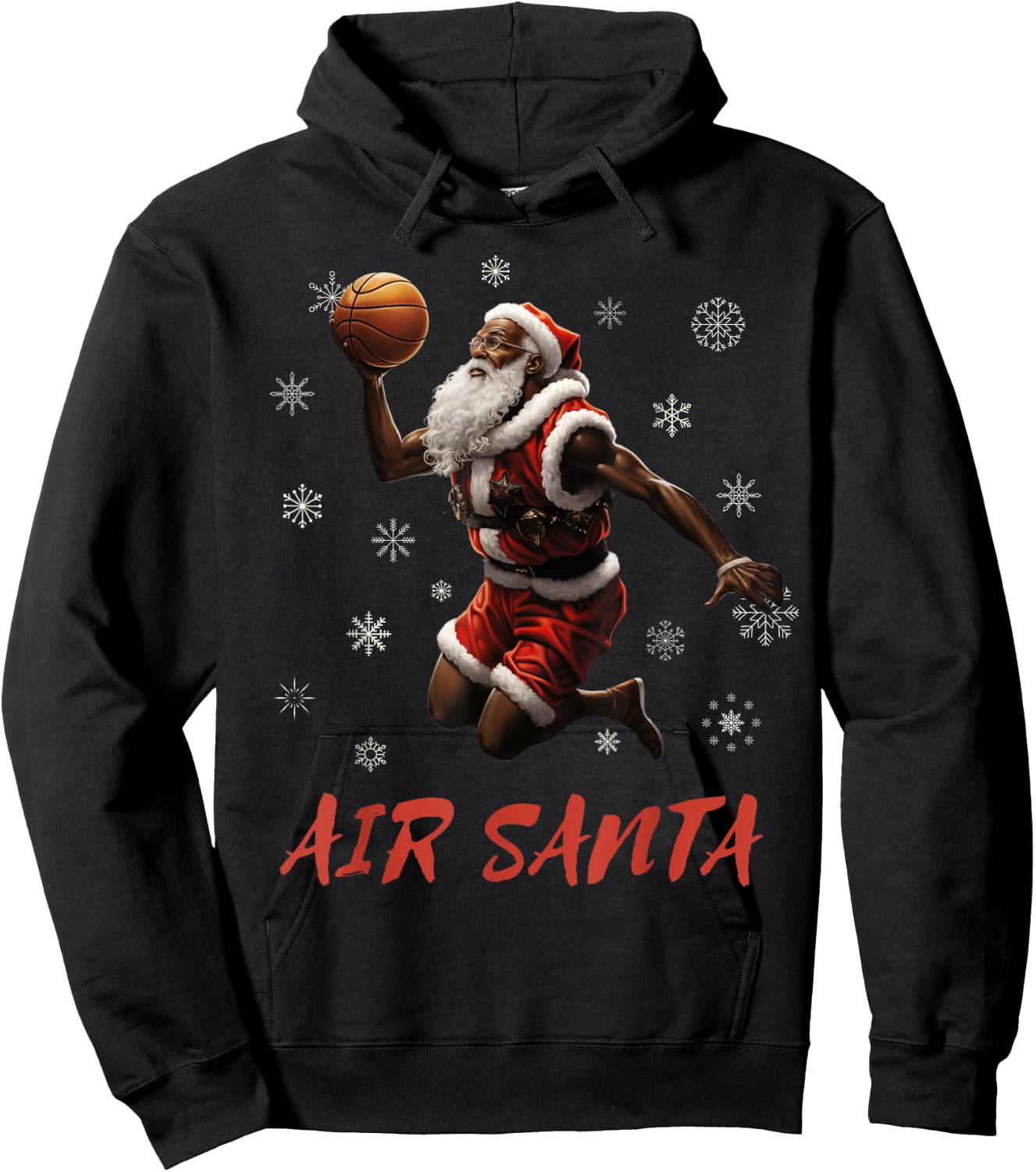 Air Santa African American Santa Dunking a Basketball Hoodie - Hoodie | Black