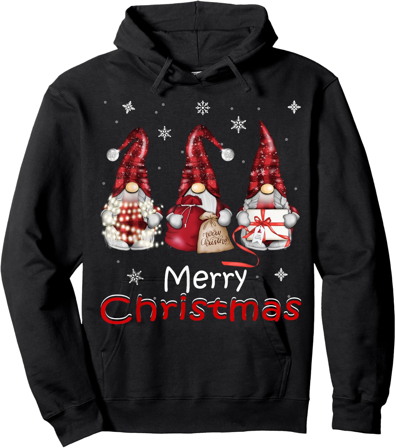 Gnome Gifts Funny Family Christmas Shirts Women 2024 Hoodie - Hoodie | Black