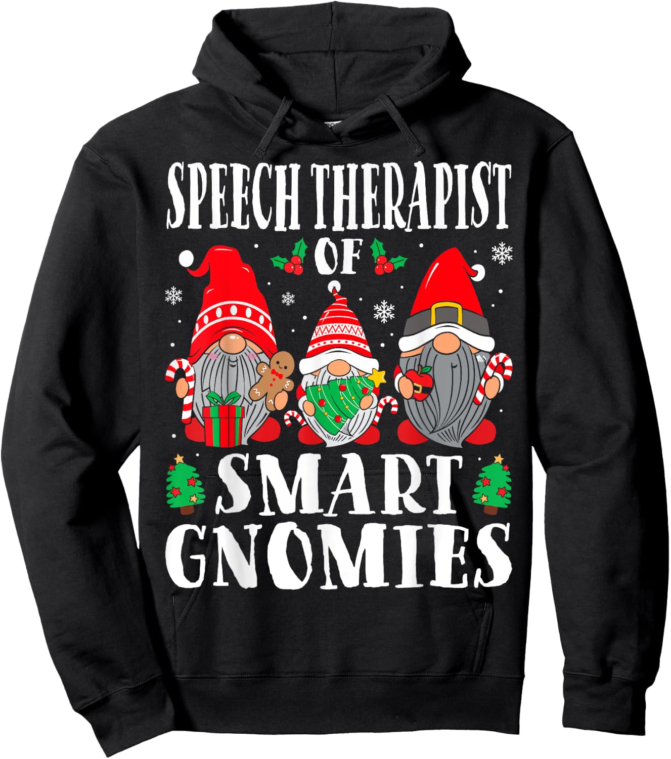 Speech Therapist of Smart Gnomies Speech Therapy Christmas Hoodie - Hoodie | Black