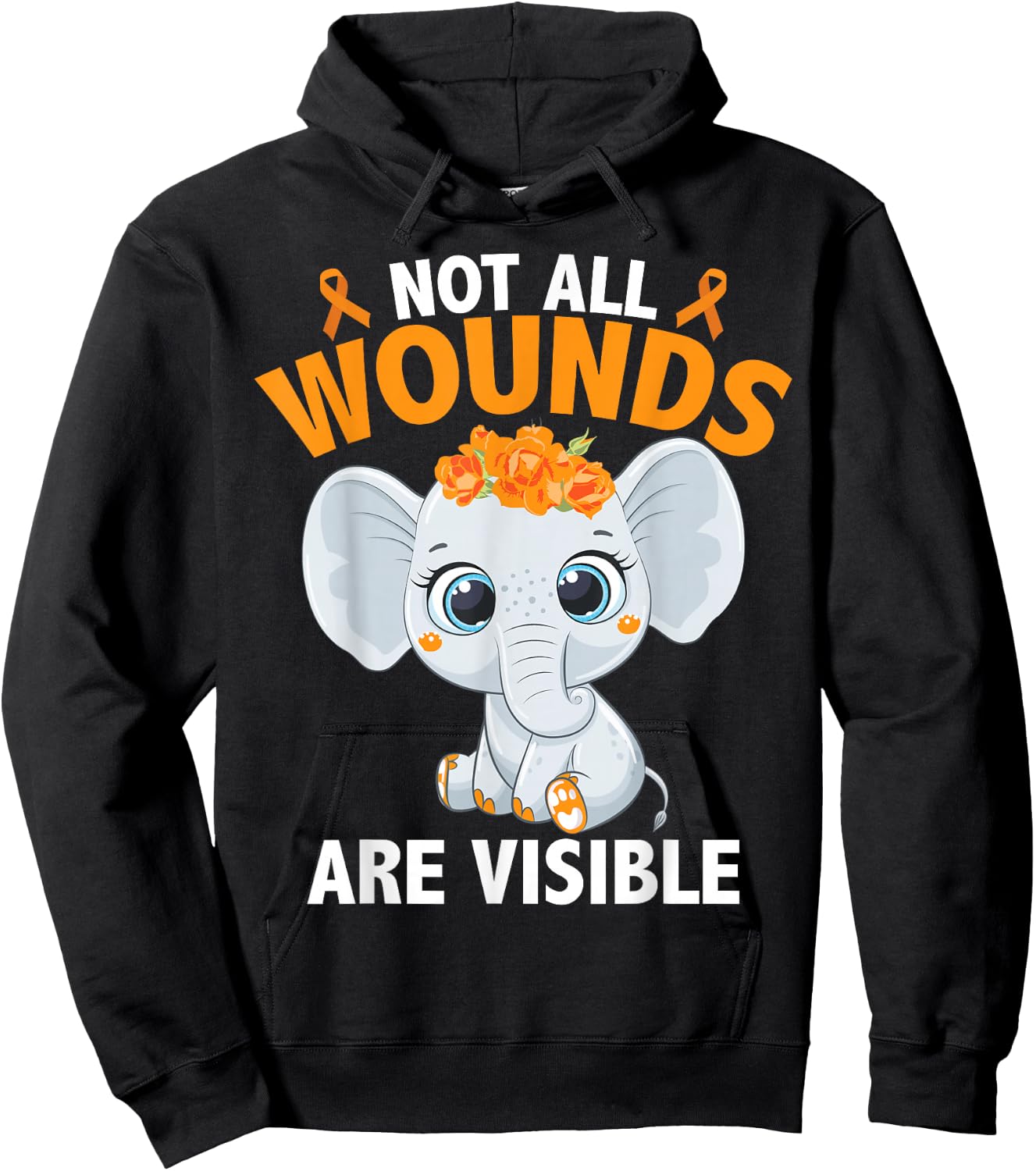 Multiple Sclerosis MS Elephant Not All Wounds Are Visible Hoodie - Hoodie | Black