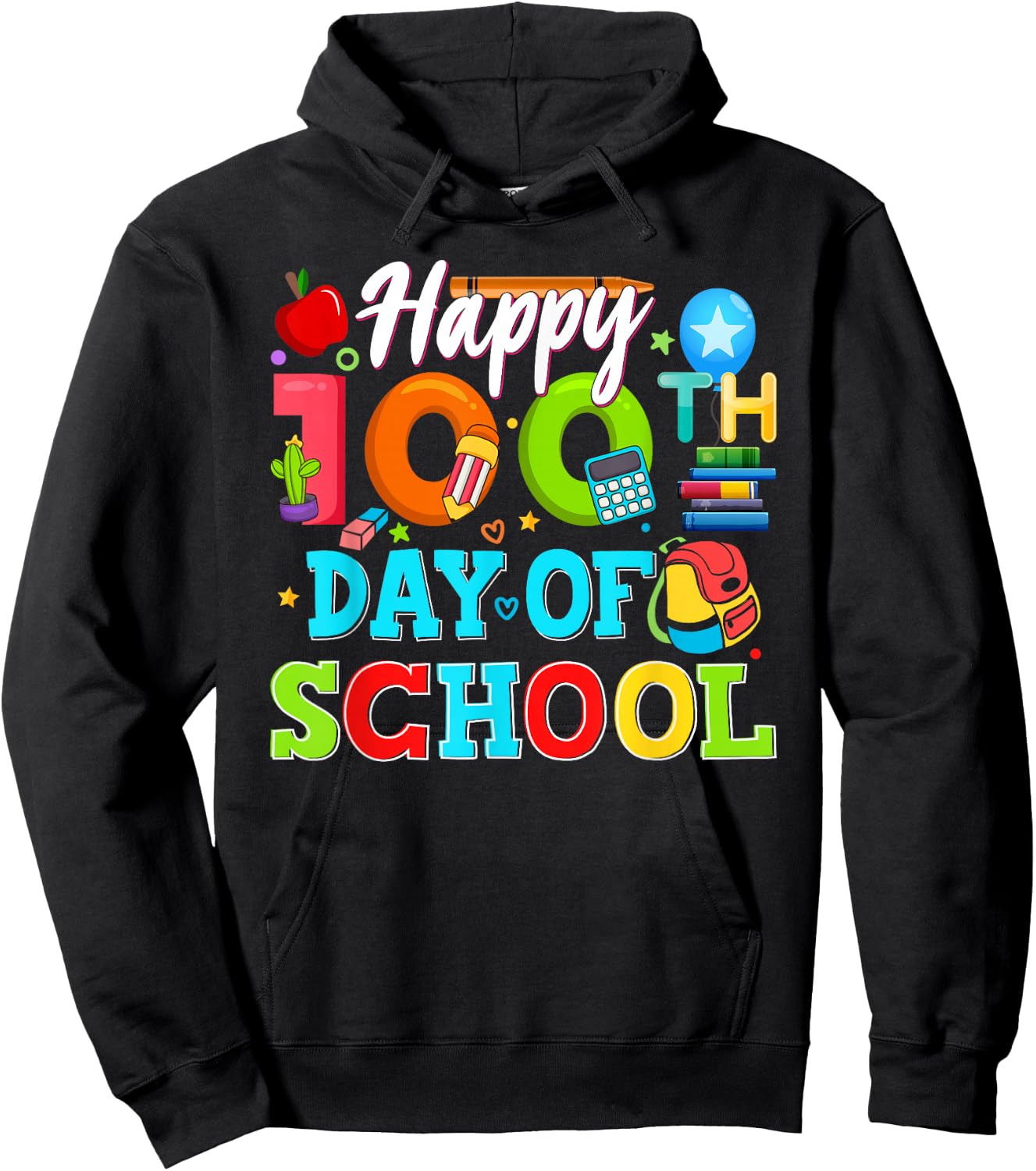 Happy 100th Day of School 100 Days of School Teacher Student Hoodie - Hoodie | Black