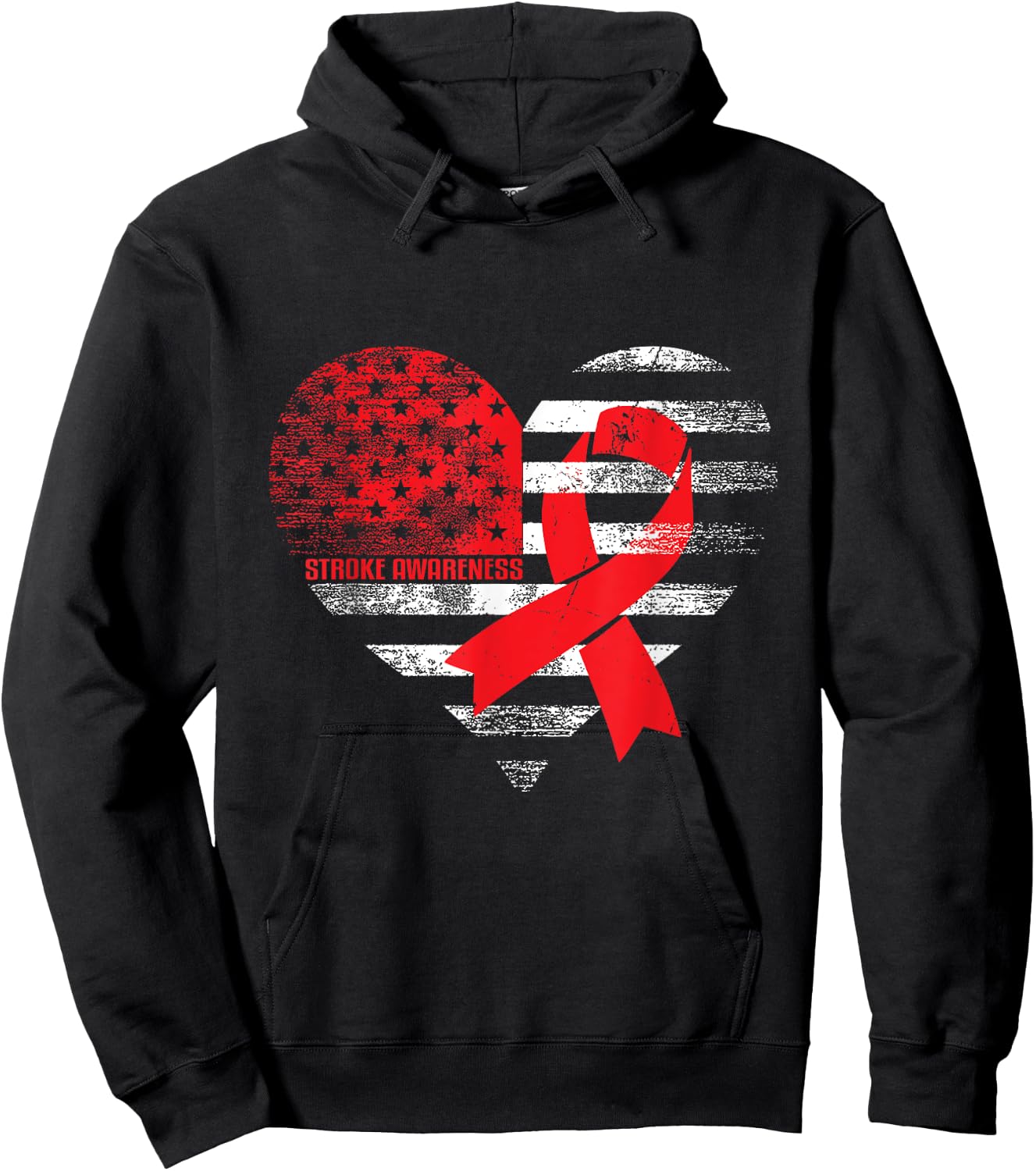 American Heart Ribbon - Stroke Survivor Hoodie - Hoodie | Black