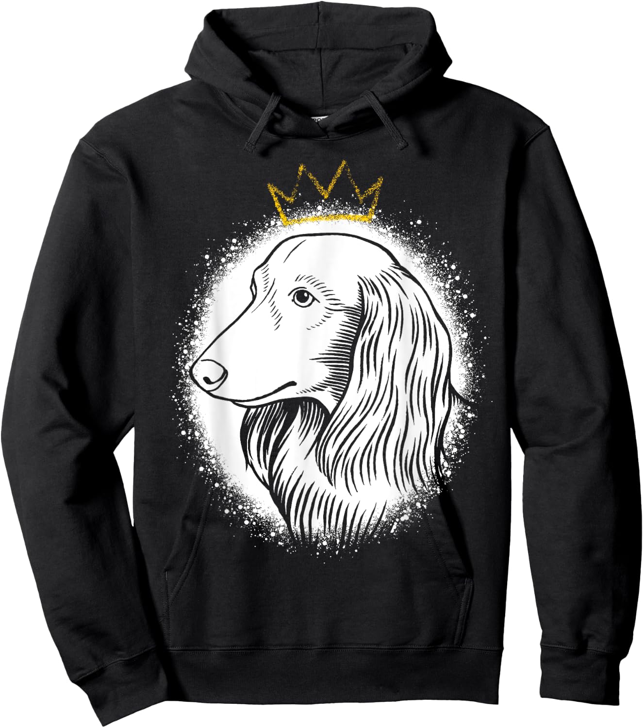 Longhaired Dachshund with Crown Hoodie - Hoodie | Black