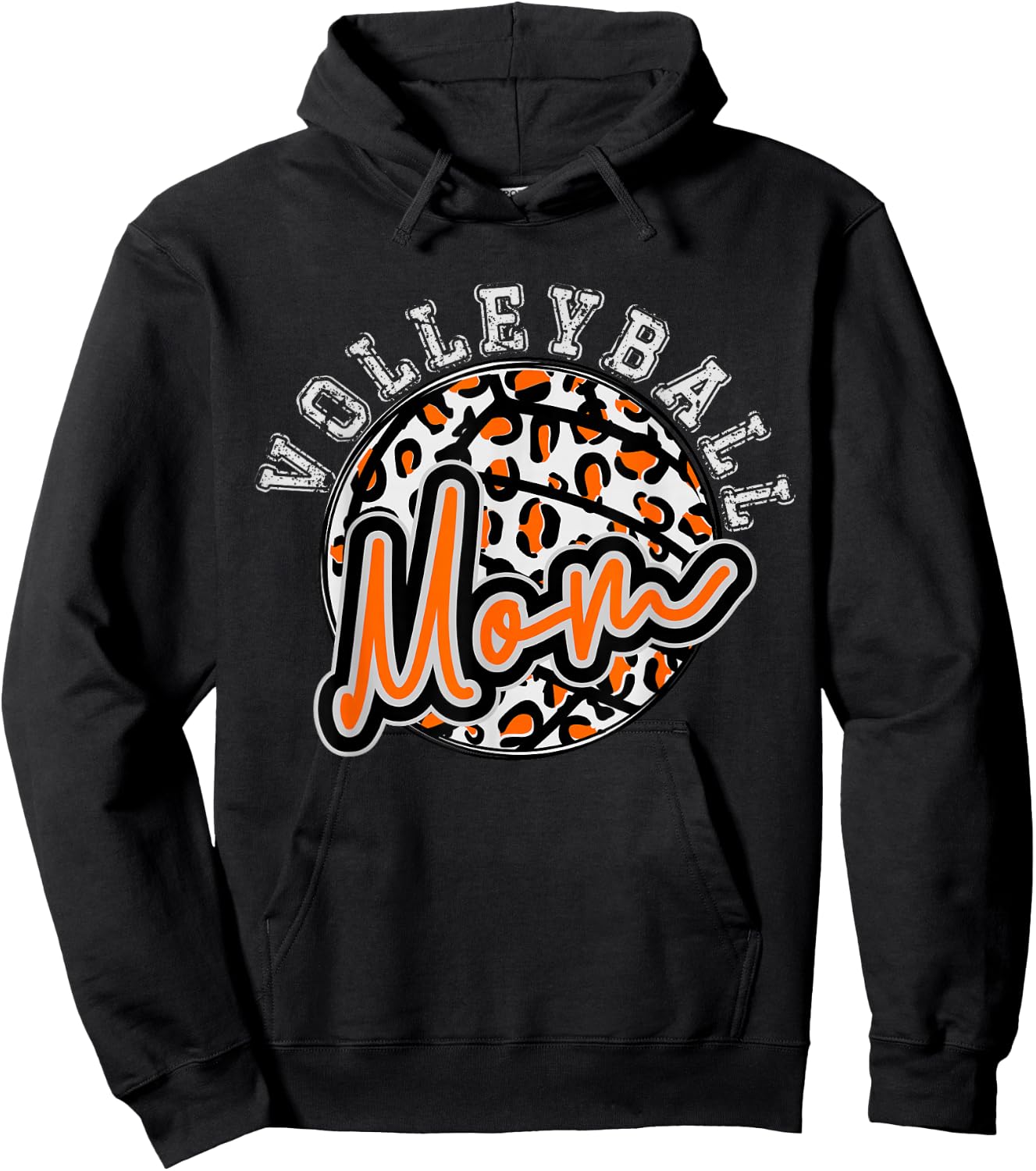 Leopard Cheetah Volleyball Orange Mom Shirt Trendy Hoodie - Hoodie | Black