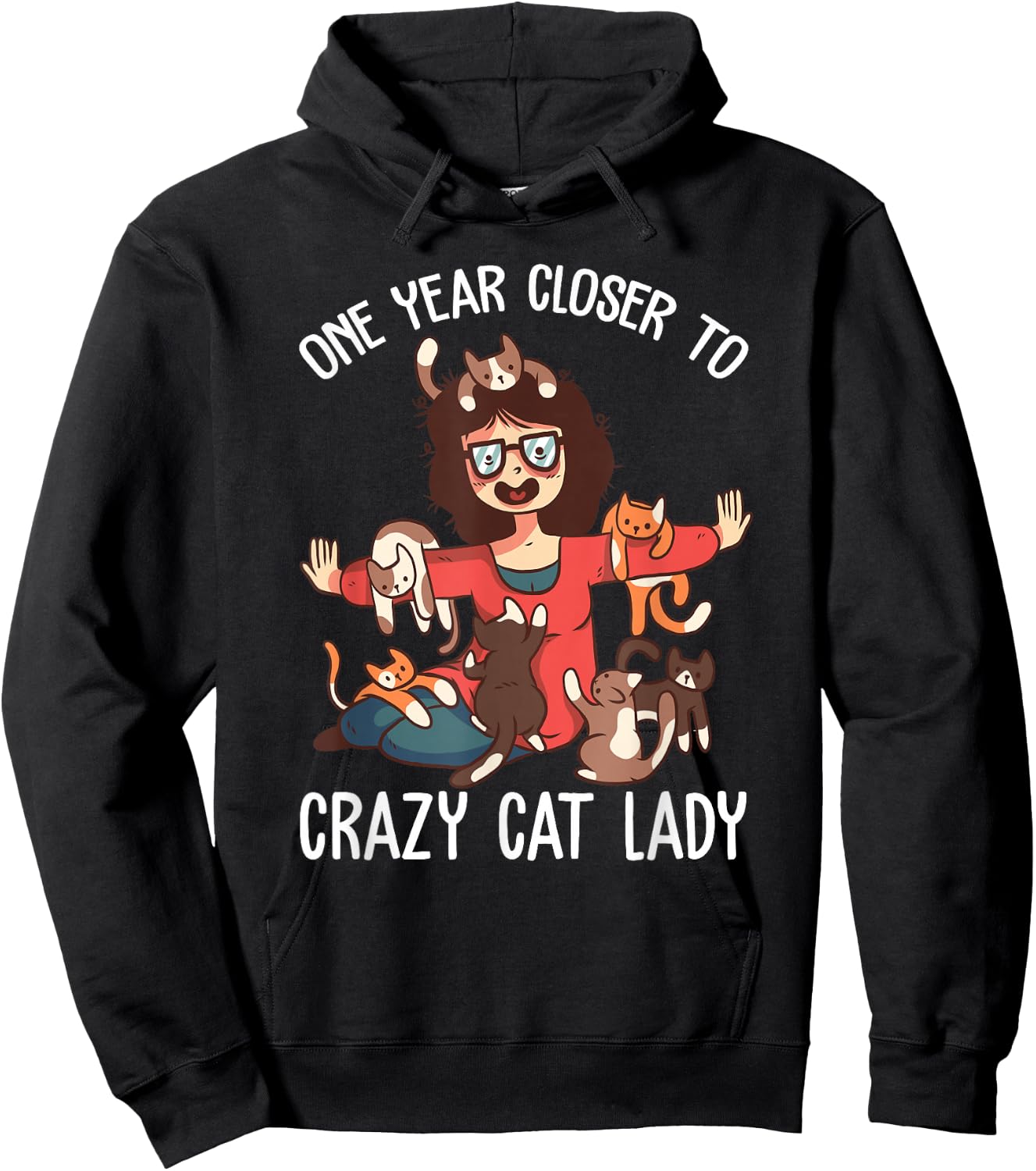 One year Closer to Crazy cat lady funny birthday Women Hoodie - Hoodie | Black