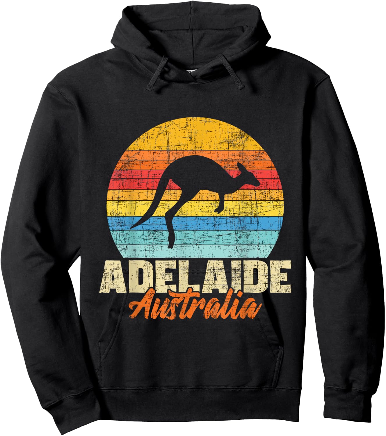 Adelaide Australia - Retro Vintage Kangaroo 70s 80s Animal Hoodie - Hoodie | Black