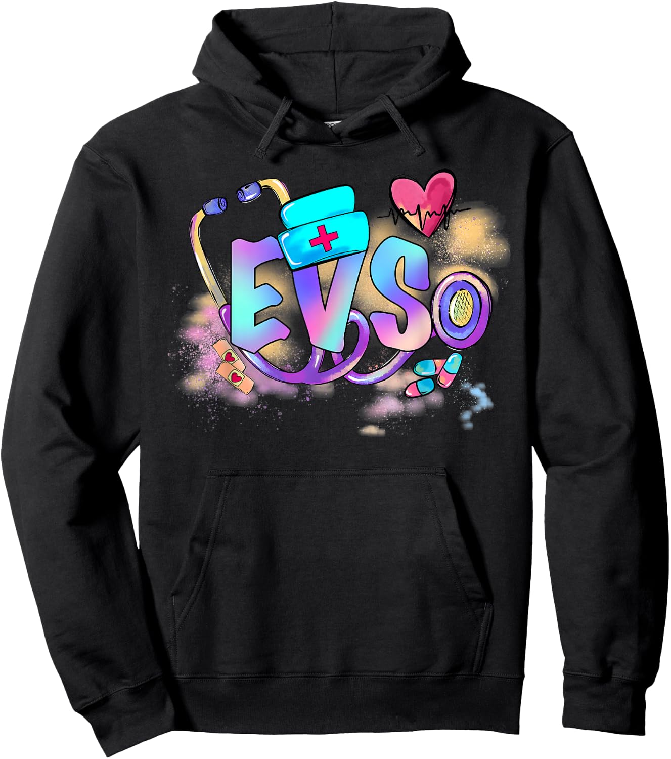 Tie Dye EVS Worker Funny EVS Nurse Day Nurse Week Hoodie - Hoodie | Black