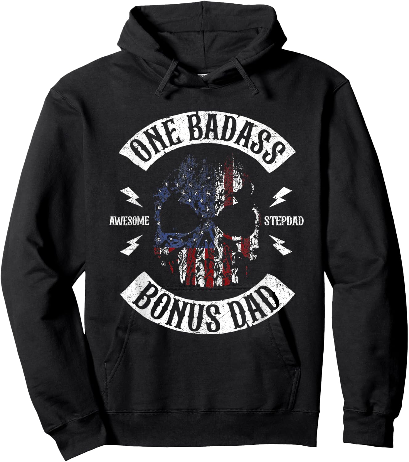 One Badass Bonus Stepdad Birthday Step Dad Fathers Day Hoodie - Hoodie | Black