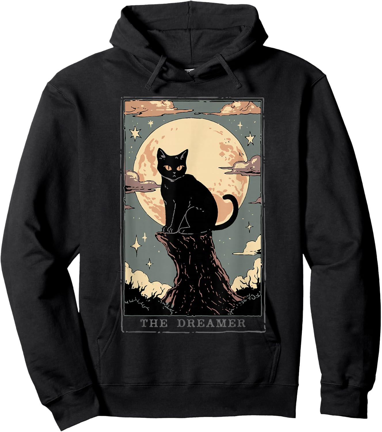 Black Cat Tarot Shirt Dreamer Dark Academia Cat Moon Cult Hoodie - Hoodie | Black