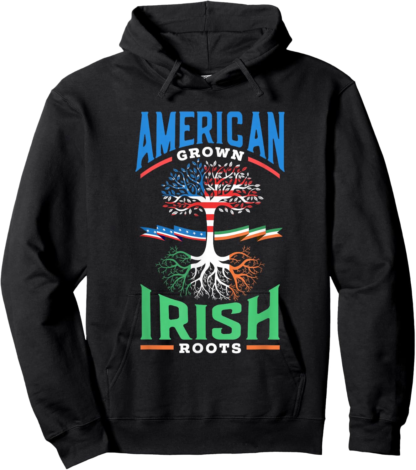 American Grown Irish Roots St. Patricks Day Green Ireland Us Hoodie - Hoodie | Black