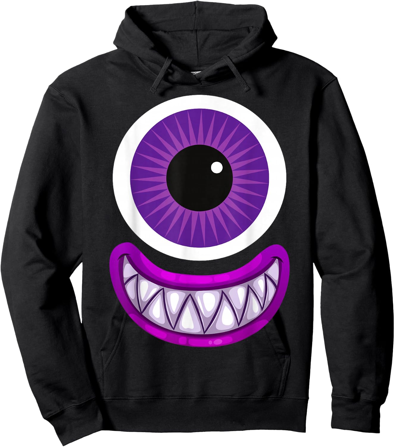 Purple Cute Monster Face Men's Women's Costume Halloween Hoodie - Hoodie | Black